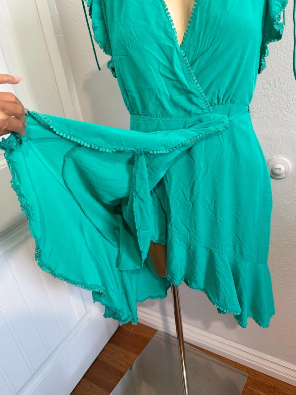 Lulus Adeleine green wrap midi dress S - Picture 6 of 8
